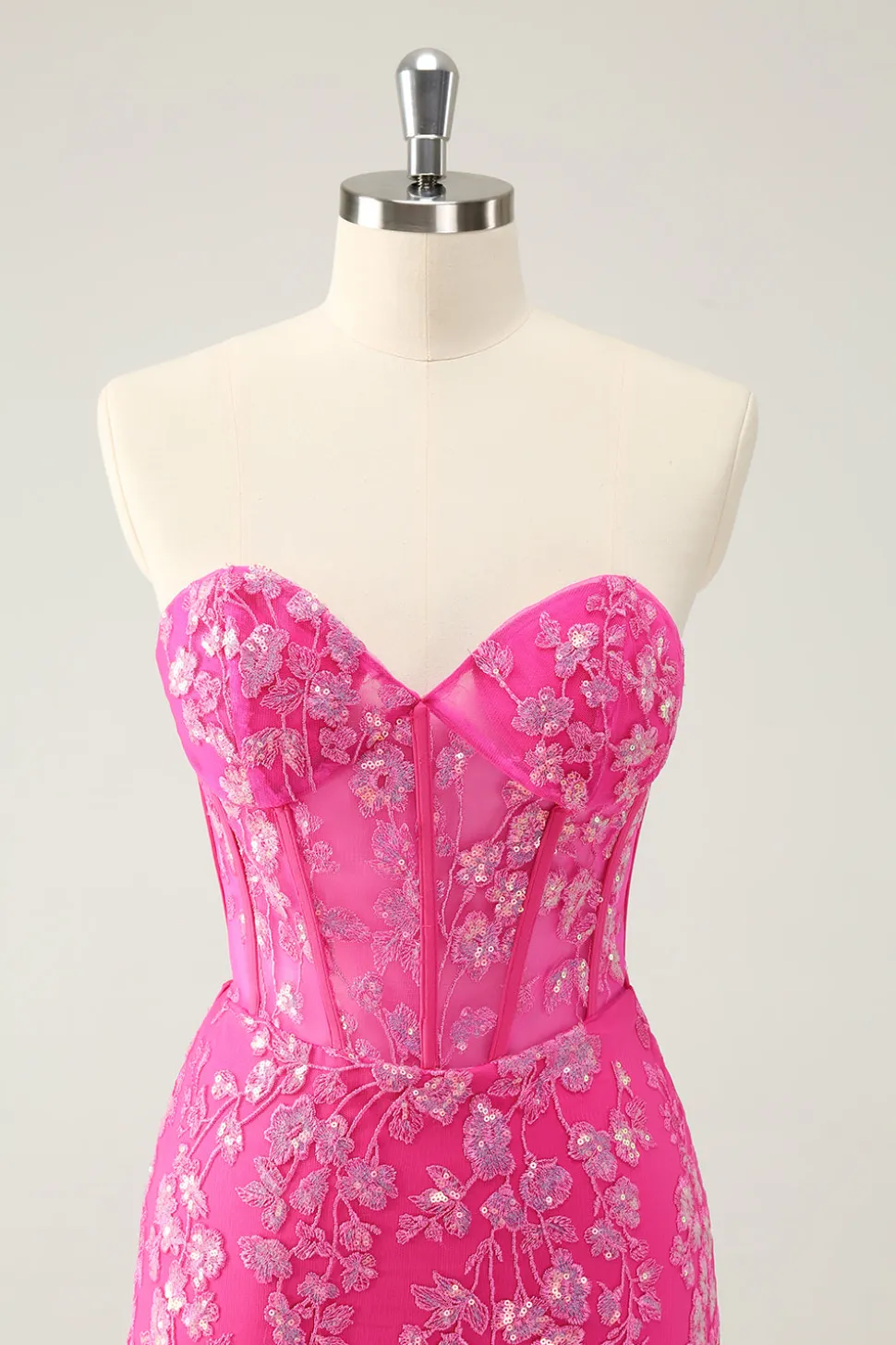 Sparkly Fuchsia Sweetheart Corset Homecoming Dress com apliques