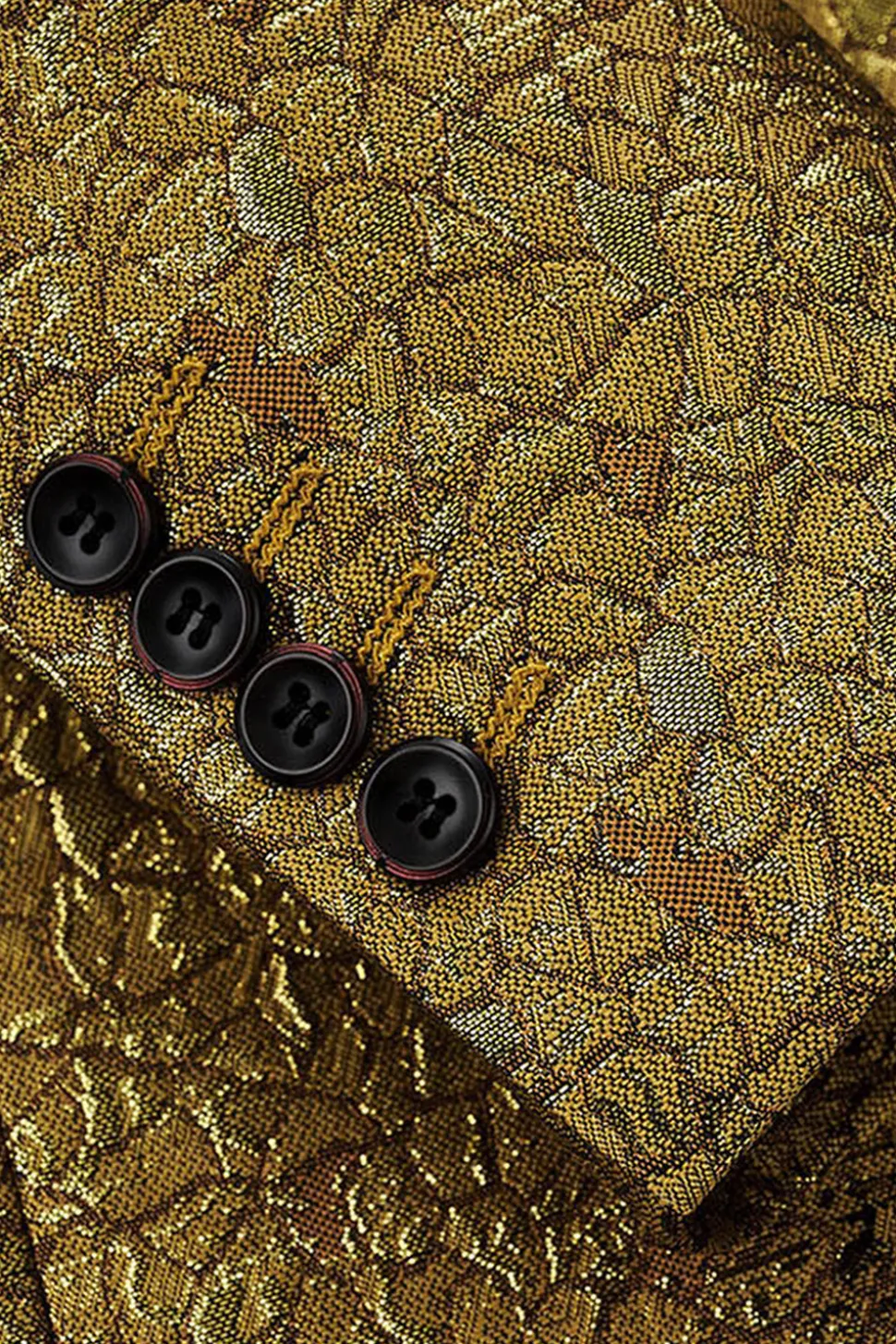 Sparkly Golden Notched Lapela Textura Prom Blazer
