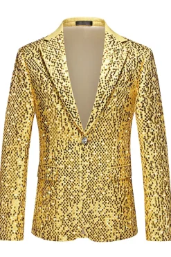 Sparkly Golden Notched Lapel Sequins 2 peças Prom Suits