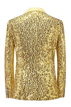 Sparkly Golden Notched Lapel Sequins 2 peças Prom Suits