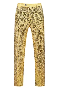 Sparkly Golden Notched Lapel Sequins 2 peças Prom Suits