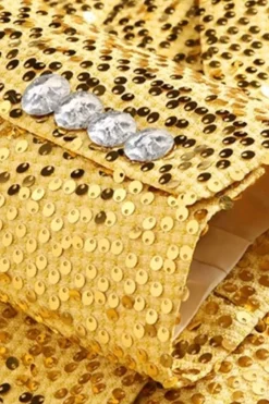 Sparkly Golden Notched Lapel Sequins 2 peças Prom Suits