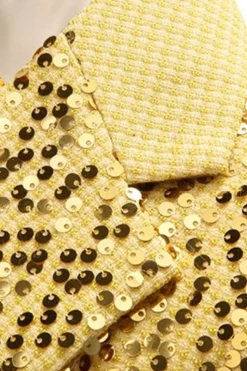 Sparkly Golden Notched Lapel Sequins 2 peças Prom Suits
