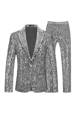 Sparkly Golden Notched Lapel Sequins 2 peças Prom Suits
