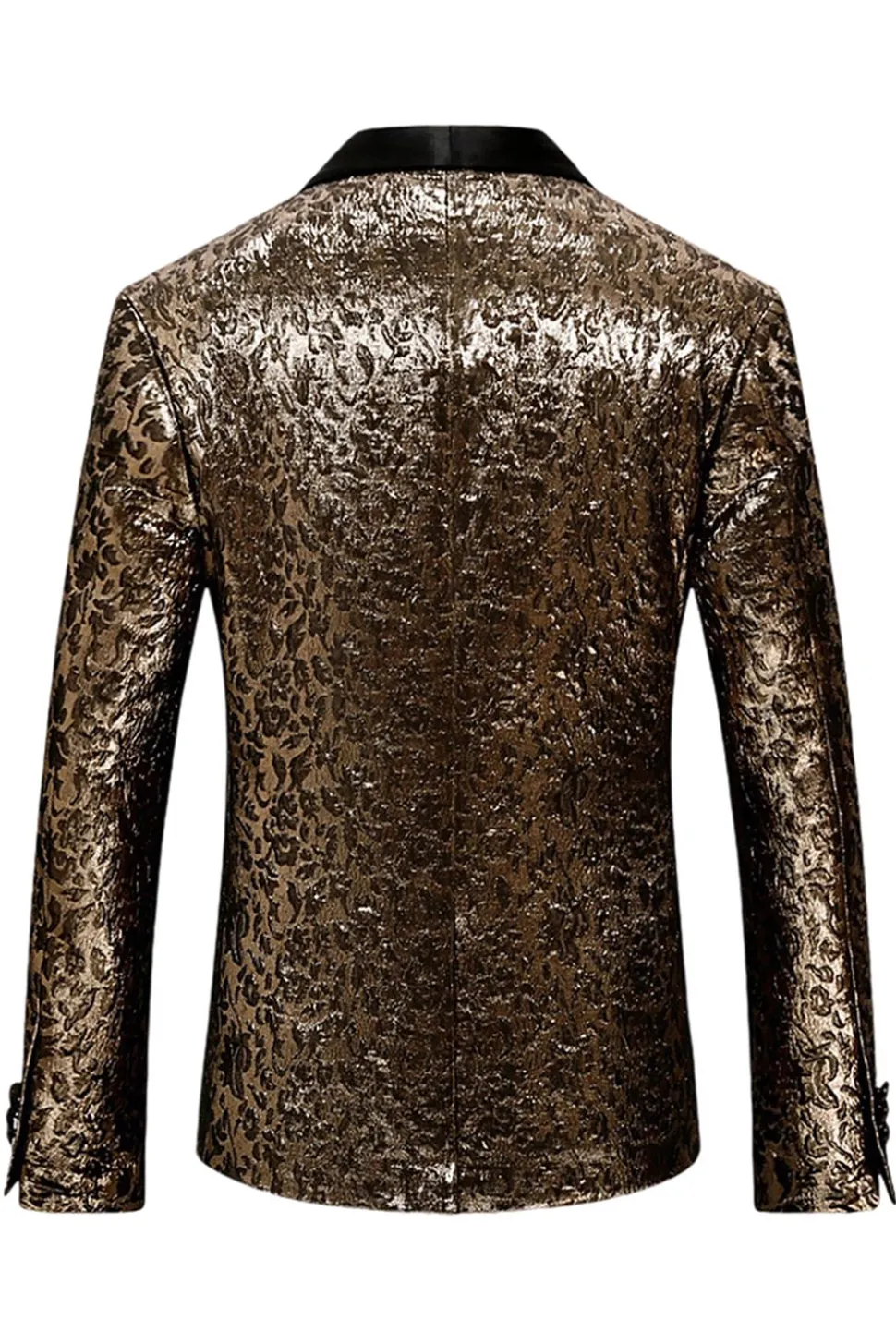 Sparkly Golden Shawl Lapela Masculino Prom Blazer