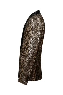 Sparkly Golden Shawl Lapela Masculino Prom Blazer