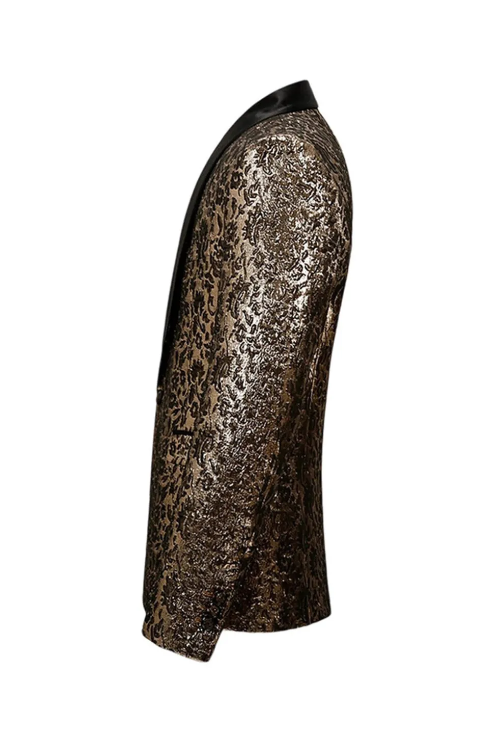 Sparkly Golden Shawl Lapela Masculino Prom Blazer