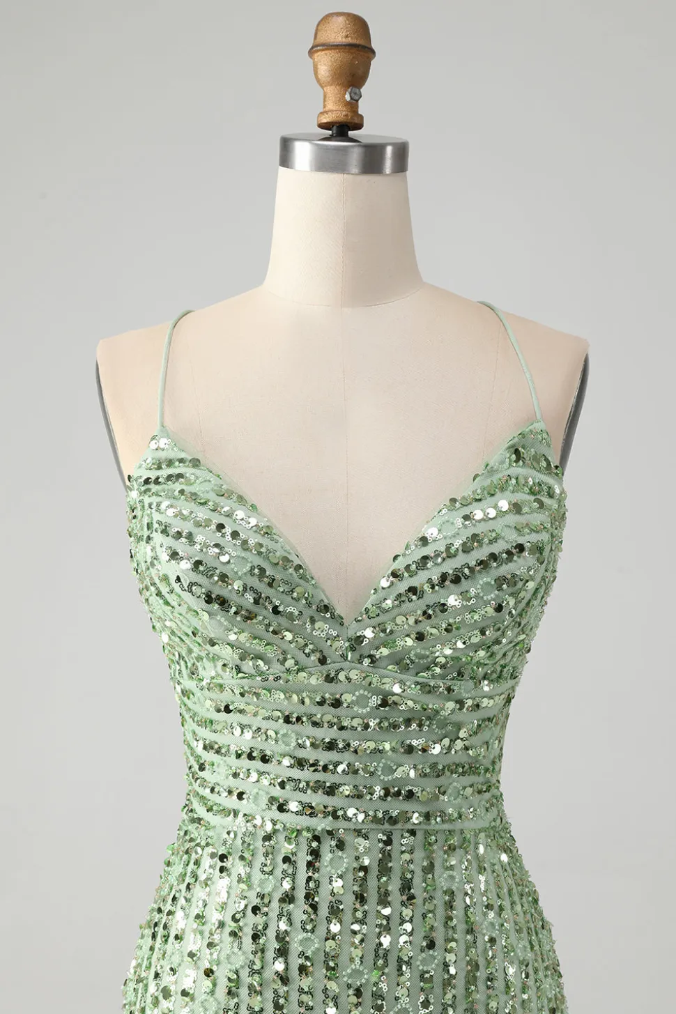 Sparkly Green Bodycon Sequins Lace Up Vestido Curto Homecoming