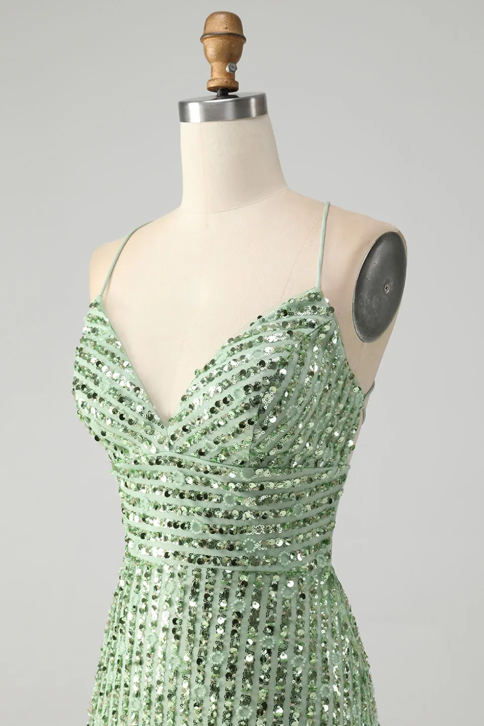 Sparkly Green Bodycon Sequins Lace Up Vestido Curto Homecoming