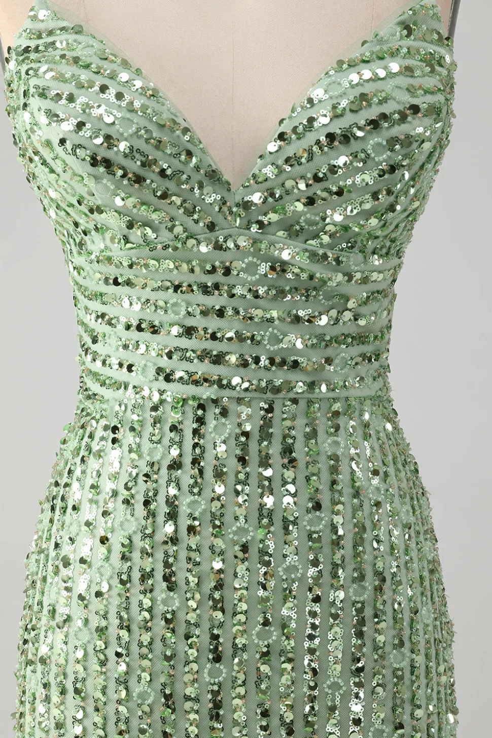 Sparkly Green Bodycon Sequins Lace Up Vestido Curto Homecoming