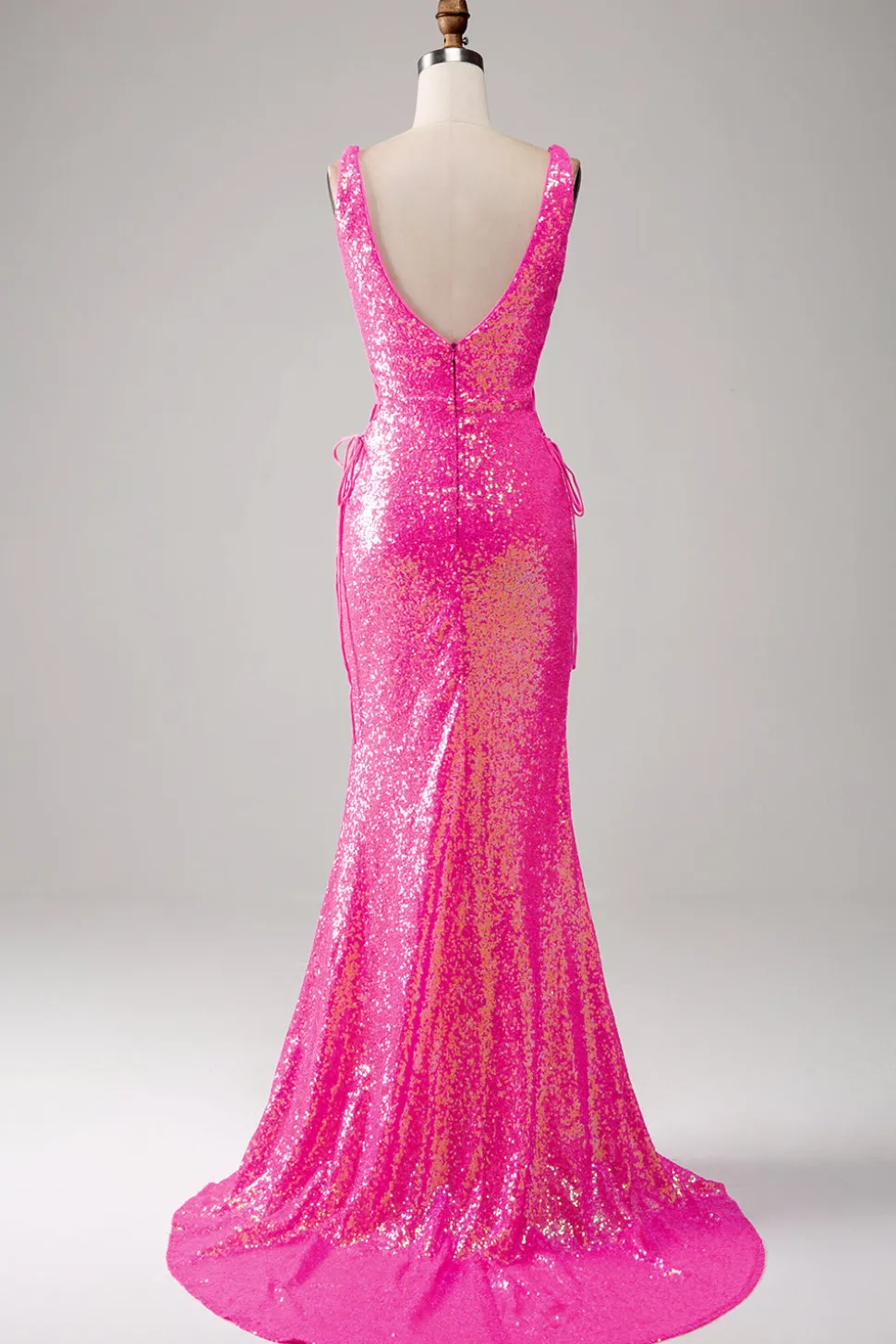 Sparkly Hot Pink Sereia Prom Dress com Fenda