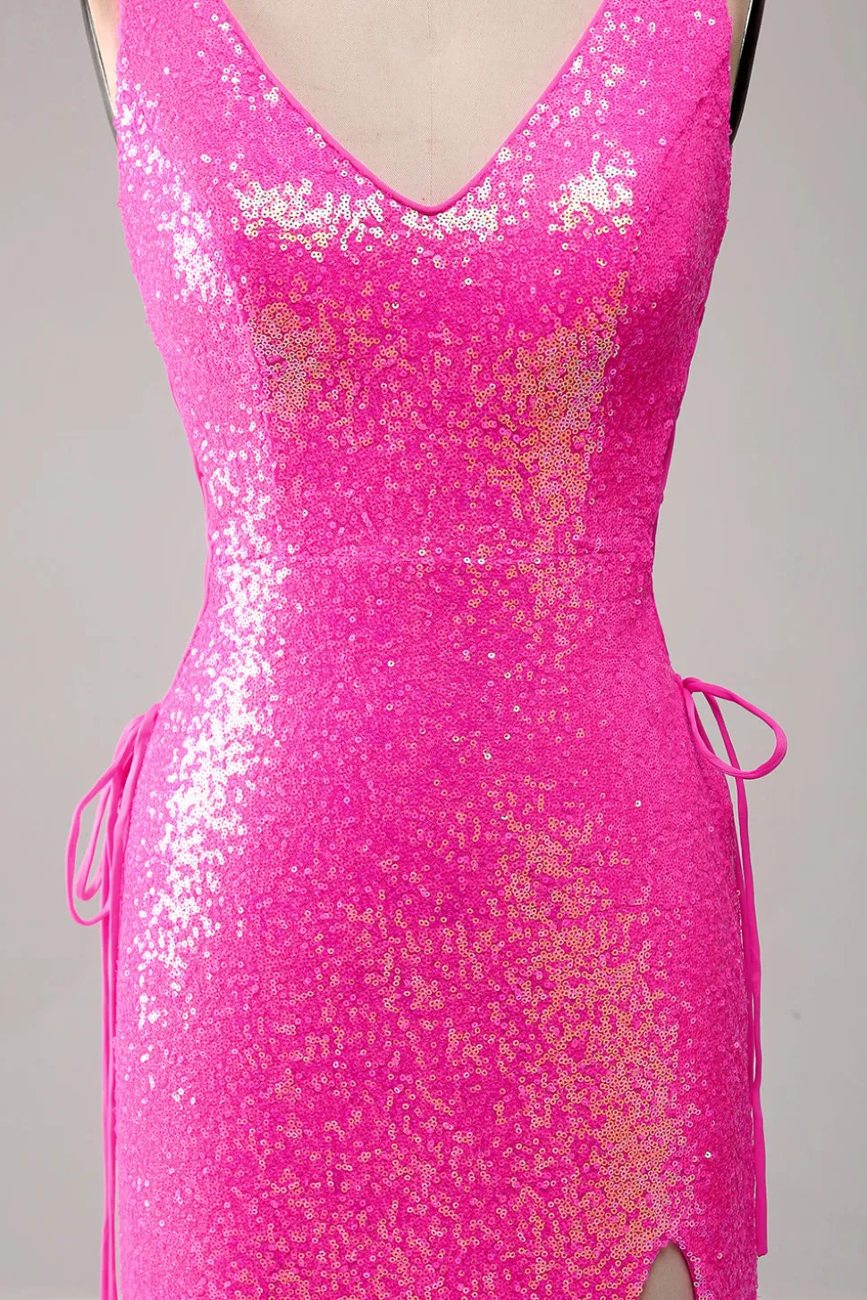 Sparkly Hot Pink Sereia Prom Dress com Fenda