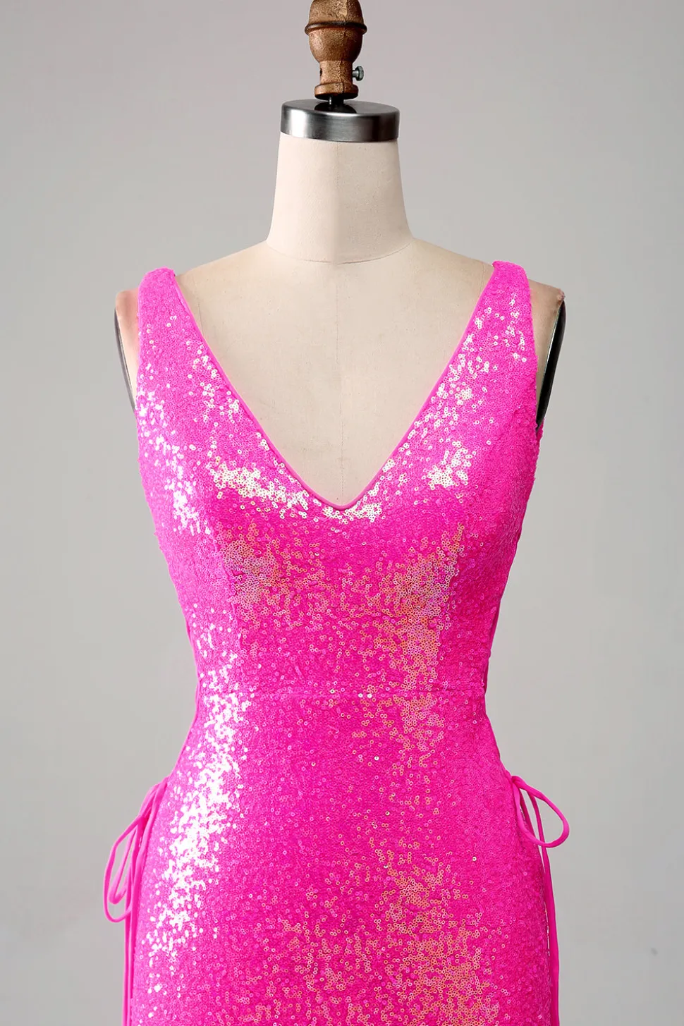 Sparkly Hot Pink Sereia Prom Dress com Fenda