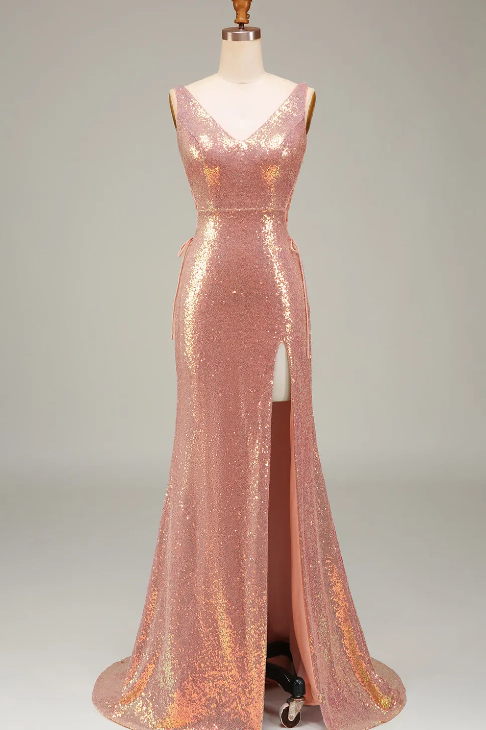 Sparkly Hot Pink Sereia Prom Dress com Fenda