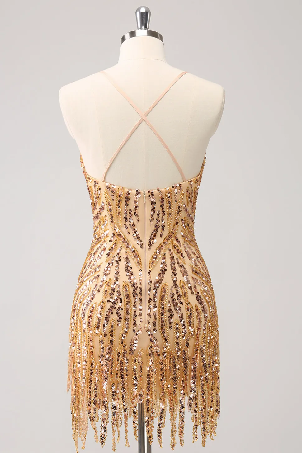Sparkly Hot Pink Tight Sequins V Neck Homecoming Vestido com franjas