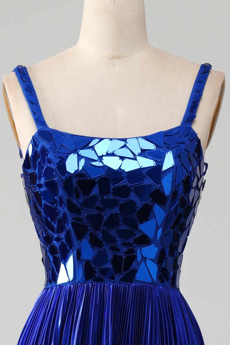 Sparkly Lace-Up Back Royal Blue Prom Vestido com Fenda