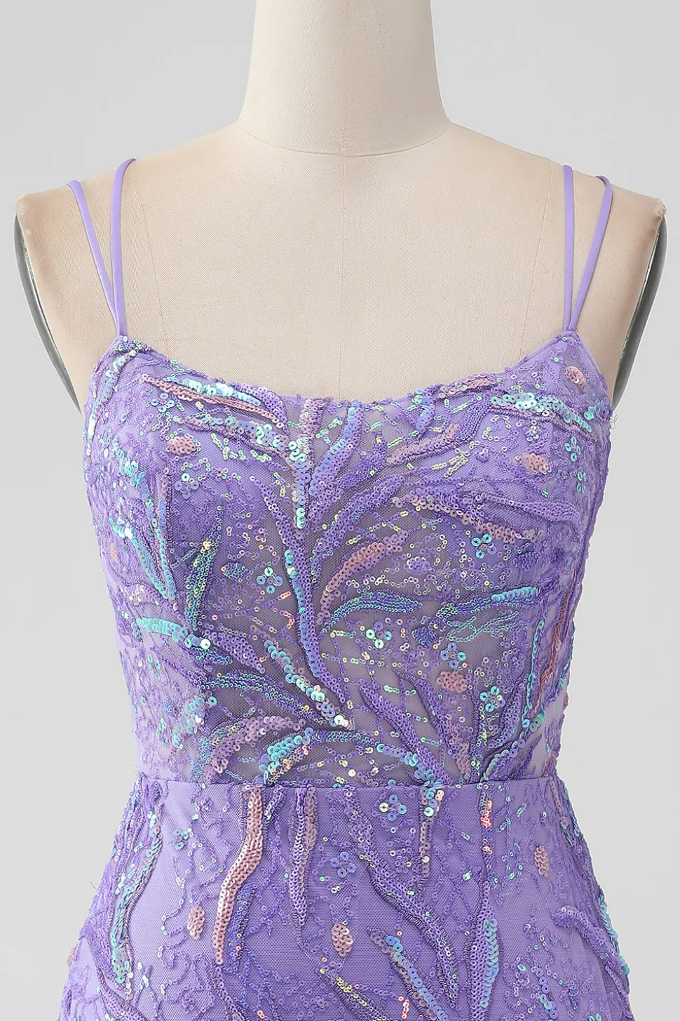 Sparkly Lilac Bodycon Sequins Appliques Vestido Curto Homecoming com Fenda
