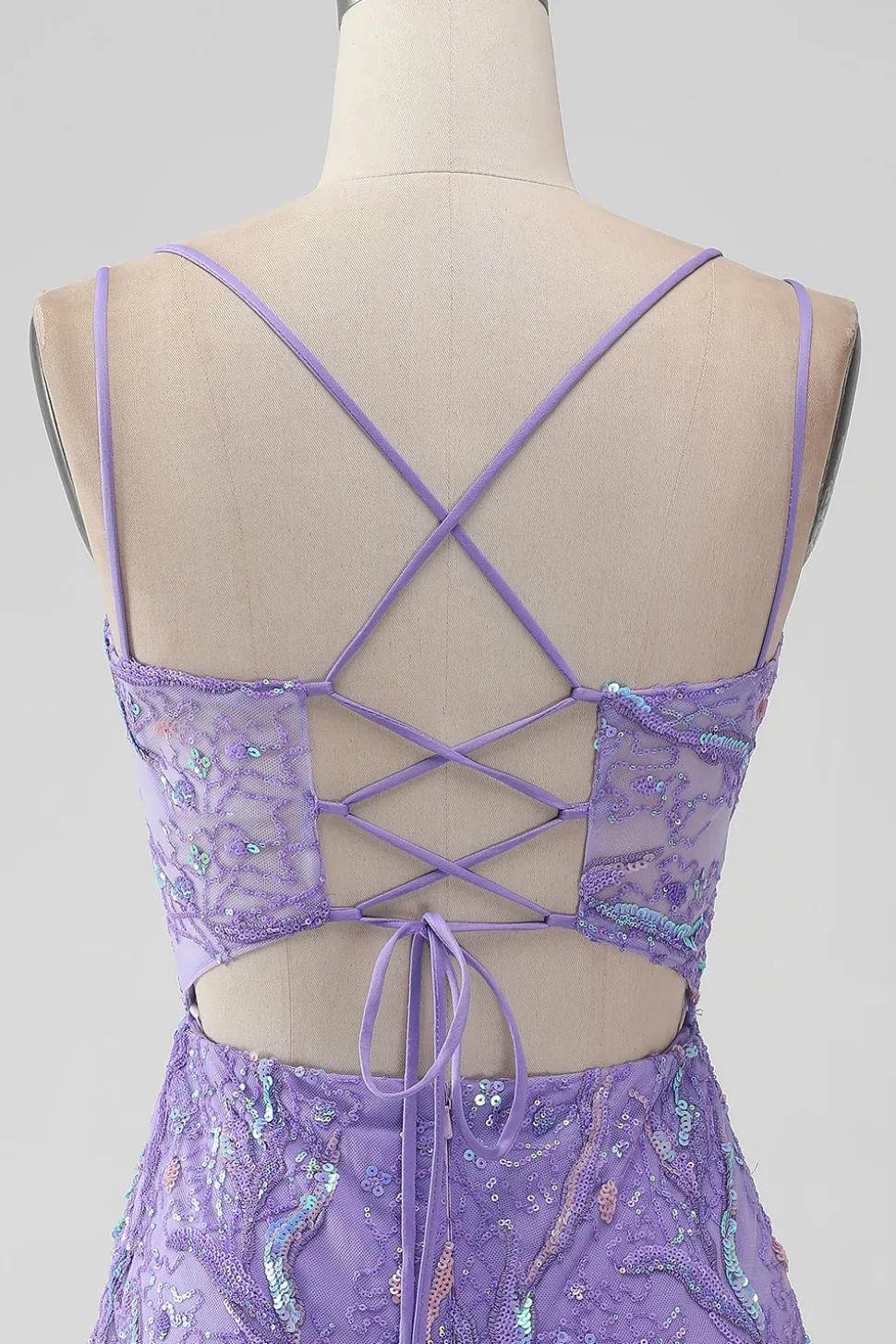 Sparkly Lilac Bodycon Sequins Appliques Vestido Curto Homecoming com Fenda