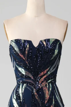 Sparkly Marinha Sereia Sequins Long Prom Dress