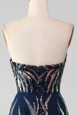 Sparkly Marinha Sereia Sequins Long Prom Dress