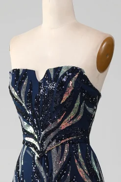 Sparkly Marinha Sereia Sequins Long Prom Dress