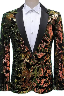 Sparkly Men's Blue Purple Notched Lapel Prom Blazer Com Lantejoulas