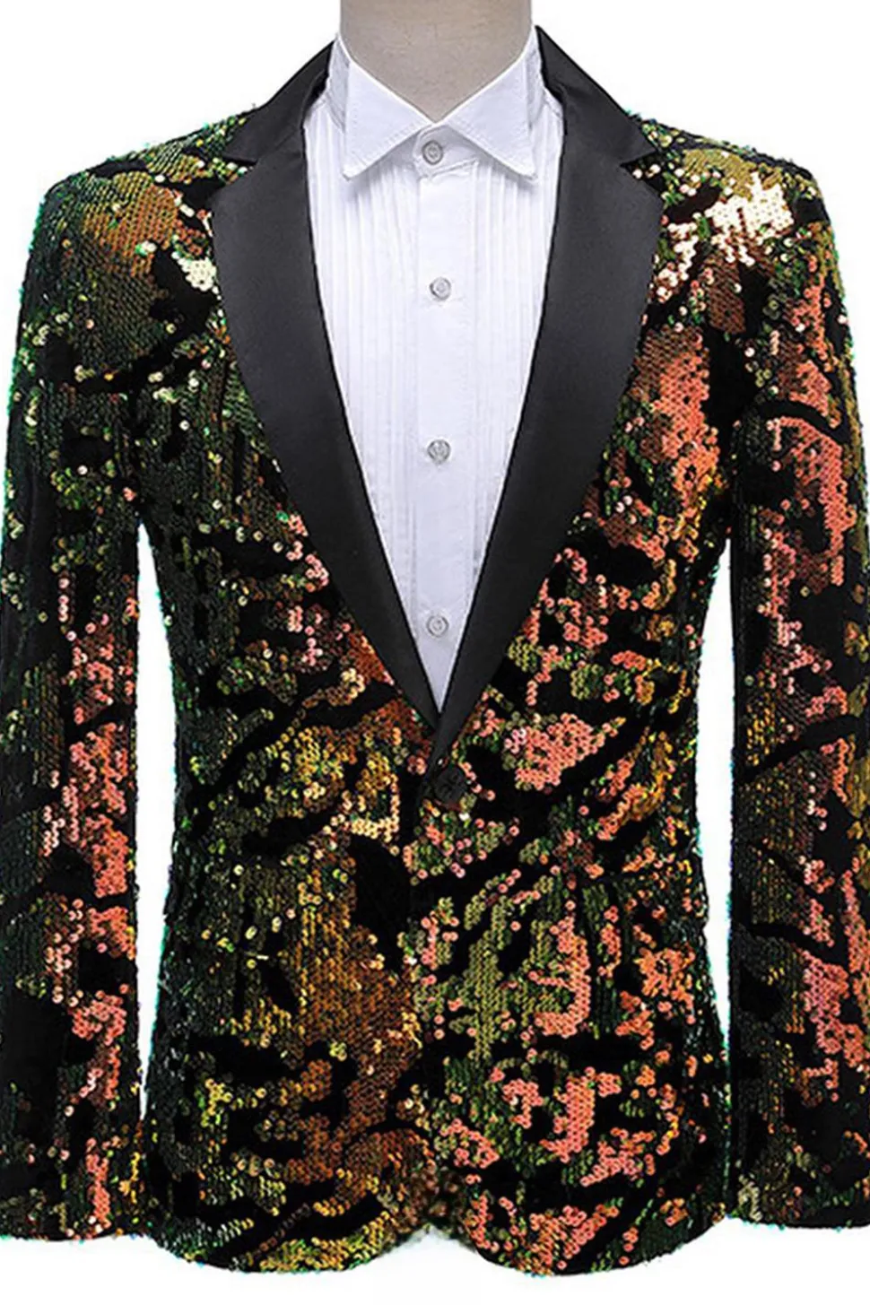 Sparkly Men's Blue Purple Notched Lapel Prom Blazer Com Lantejoulas