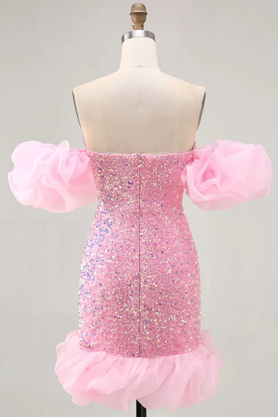 Sparkly Off The Shoulder Pink Sequins Vestido Apertado Homecoming