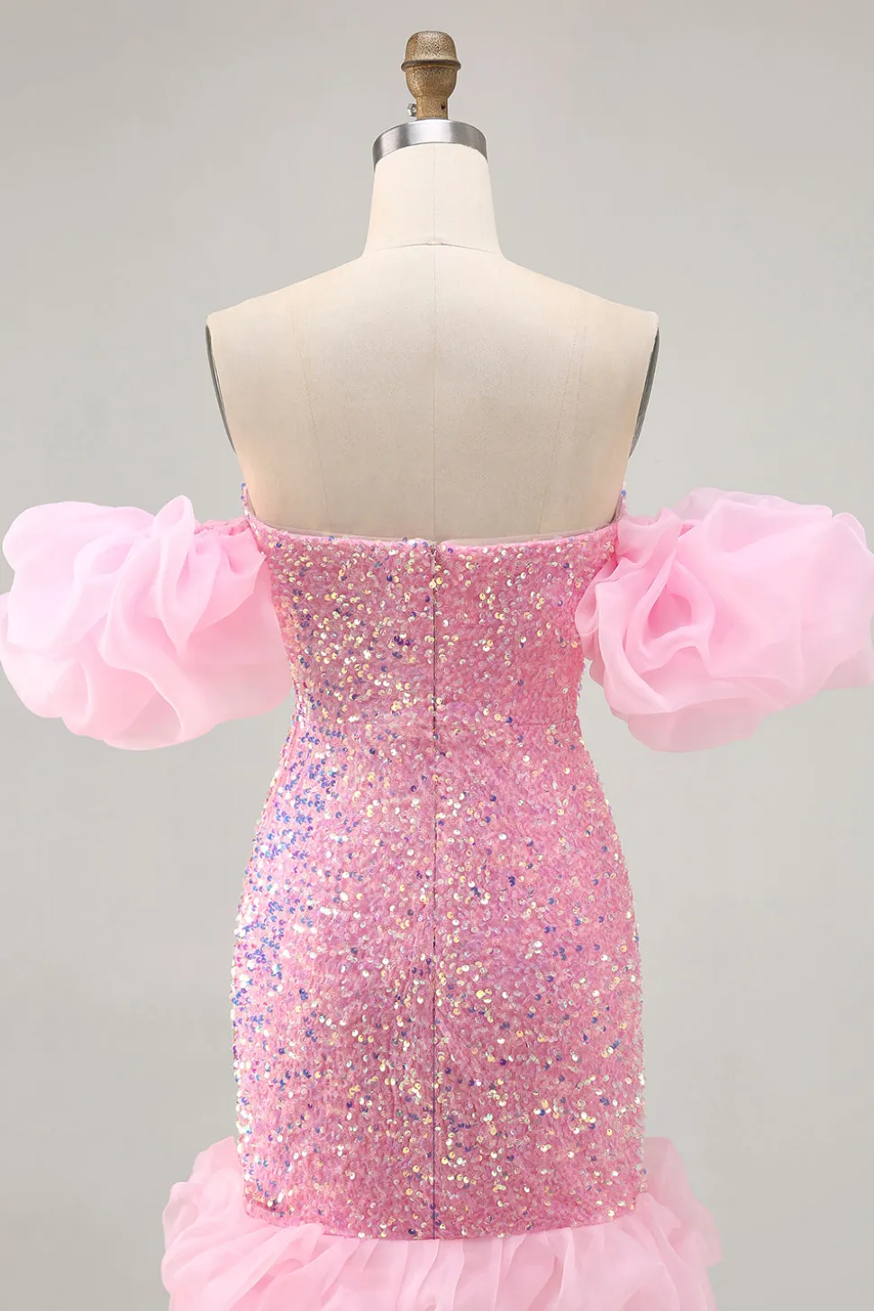 Sparkly Off The Shoulder Pink Sequins Vestido Apertado Homecoming