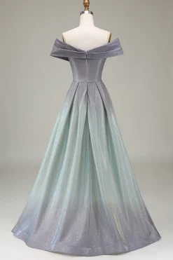 Sparkly Off the Shoulder Uma linha de vestido de baile de princesa com pregas