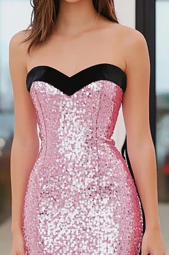 Sparkly Pink Querida Querida Sereia Sereia Vestido Longo Baile de Formatura