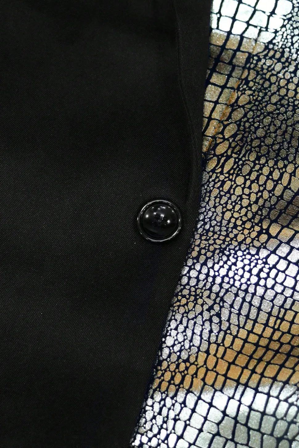 Sparkly Preto Dourado 2 Peças Um Botão Notched Lapela Masculino Prom Suit