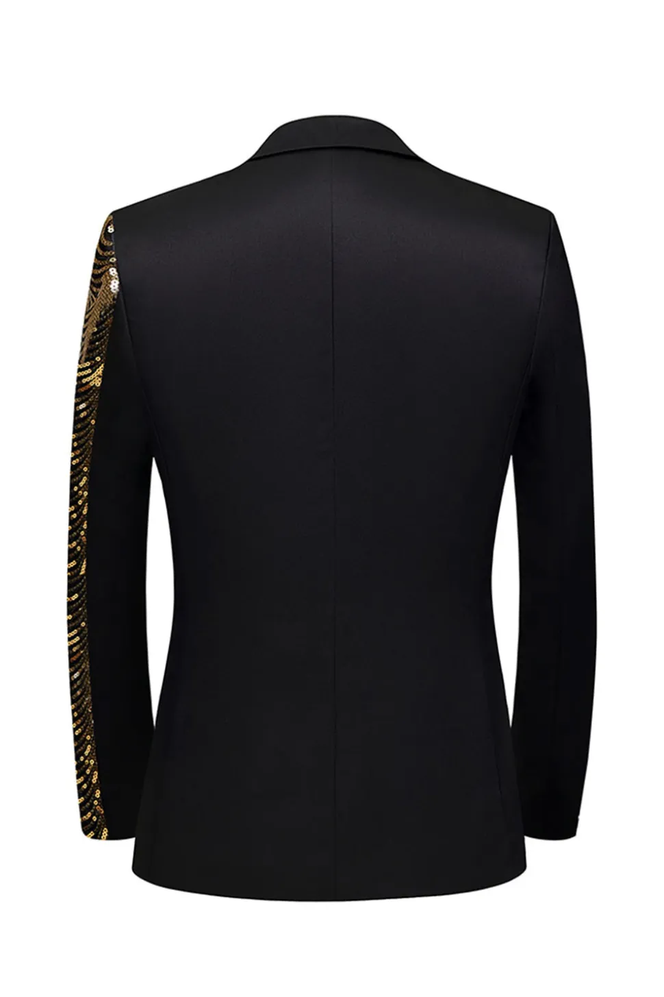 Sparkly Preto e Dourado Sequins Patchwork Men Blazer