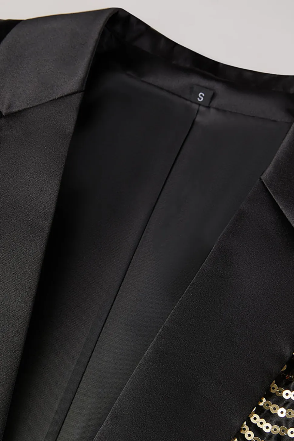 Sparkly Preto e Dourado Sequins Patchwork Men Blazer