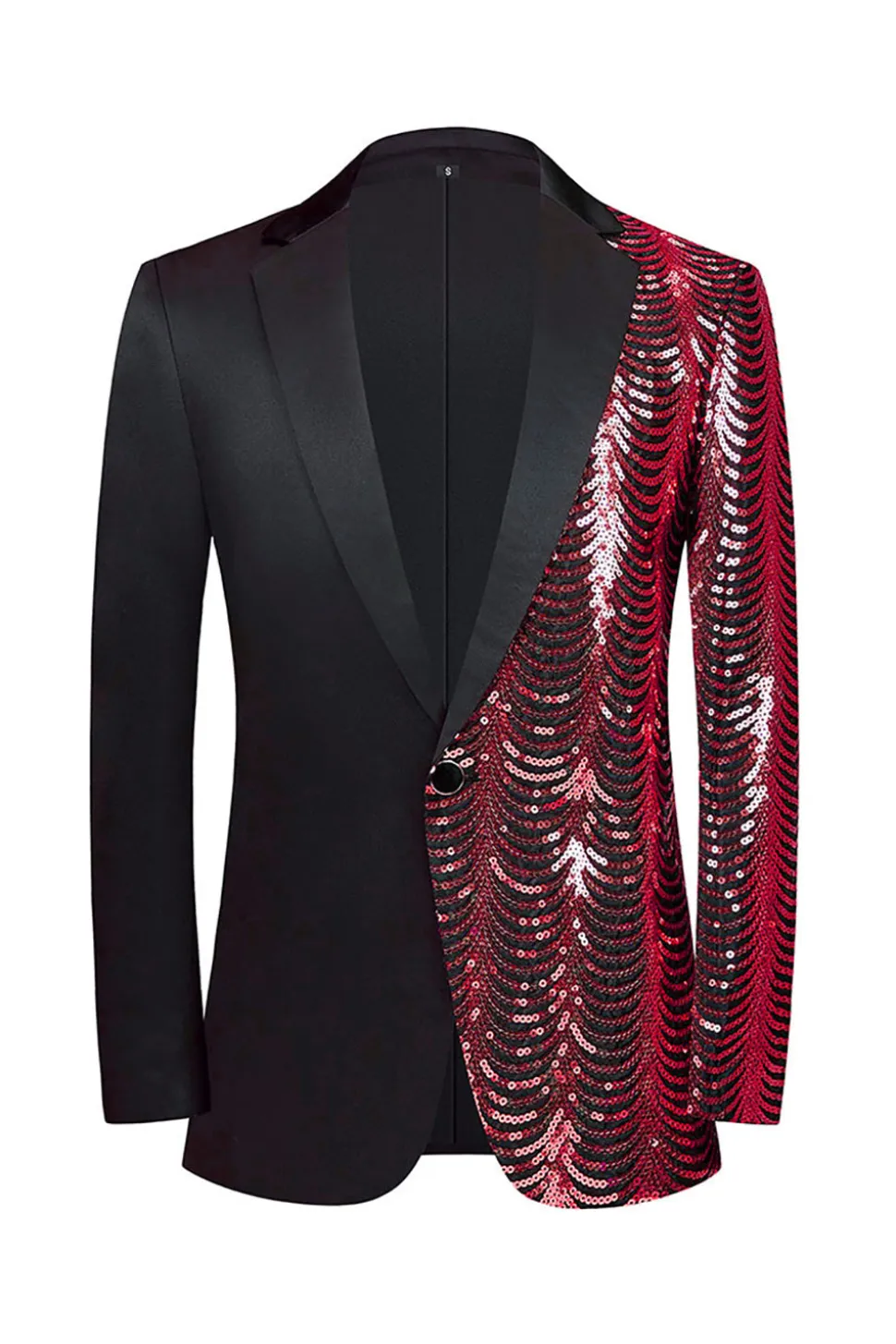 Sparkly Preto e Dourado Sequins Patchwork Men Blazer