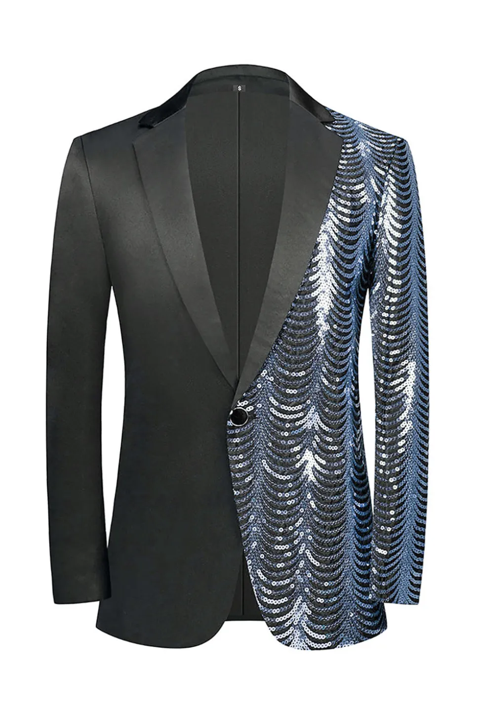 Sparkly Preto e Dourado Sequins Patchwork Men Blazer