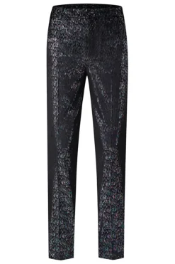 Sparkly Preto Notched Lapela 2 Peças Masculino Prom Terno com Flor 3D