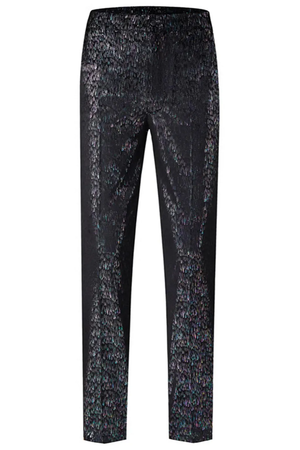Sparkly Preto Notched Lapela 2 Peças Masculino Prom Terno com Flor 3D