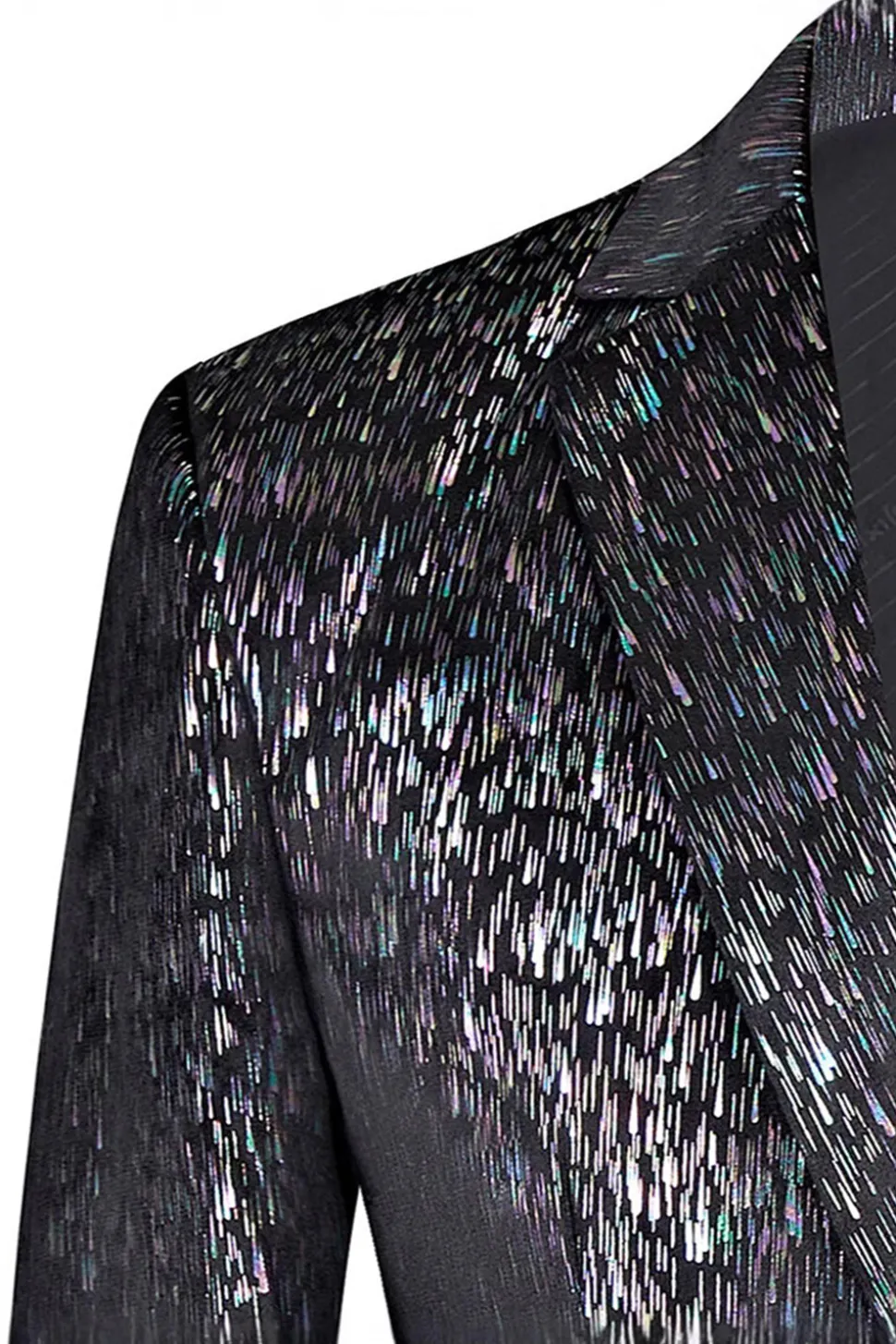 Sparkly Preto Notched Lapela 2 Peças Masculino Prom Terno com Flor 3D