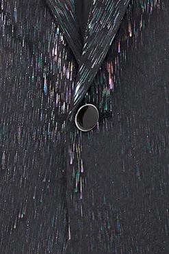 Sparkly Preto Notched Lapela 2 Peças Masculino Prom Terno com Flor 3D