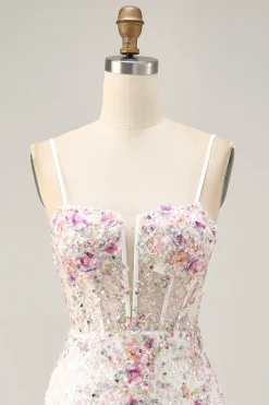 Sparkly preto rosa flor bodycon espartilho curto homecoming vestido com sequins