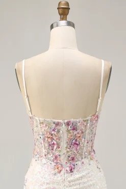 Sparkly preto rosa flor bodycon espartilho curto homecoming vestido com sequins