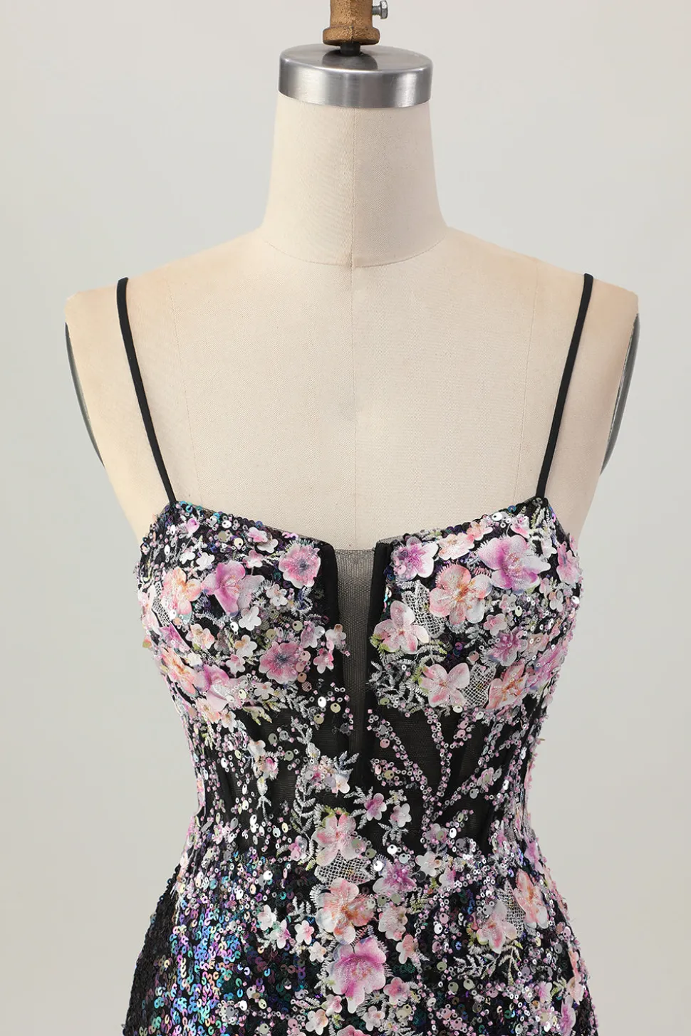 Sparkly preto rosa flor bodycon espartilho curto homecoming vestido com sequins