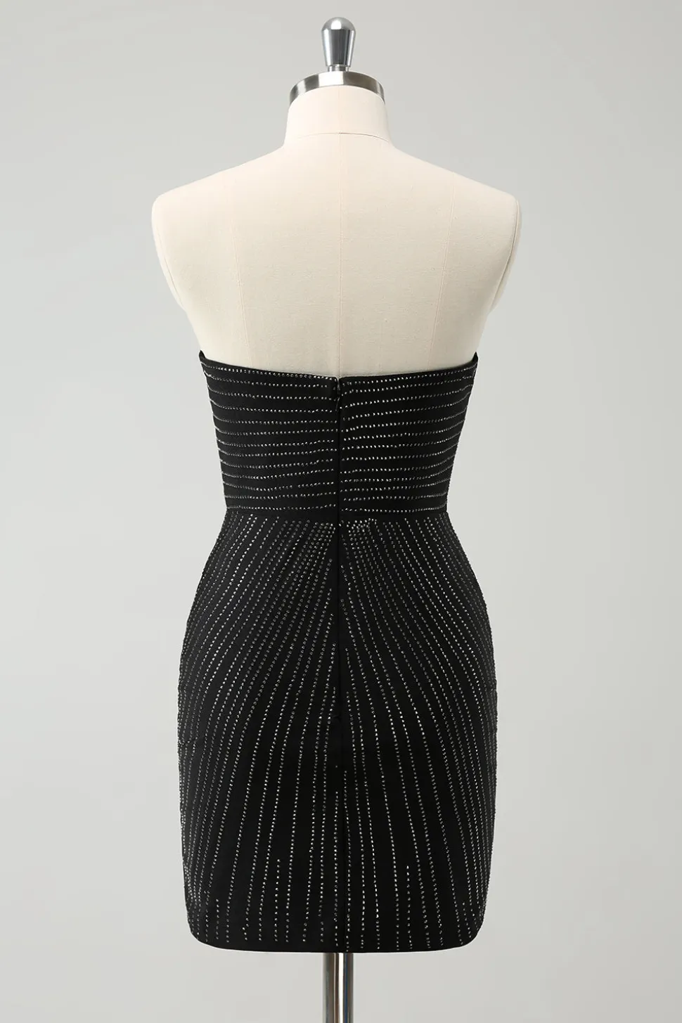 Sparkly Preto Strapless Bodycon Mini Vestido Homecoming