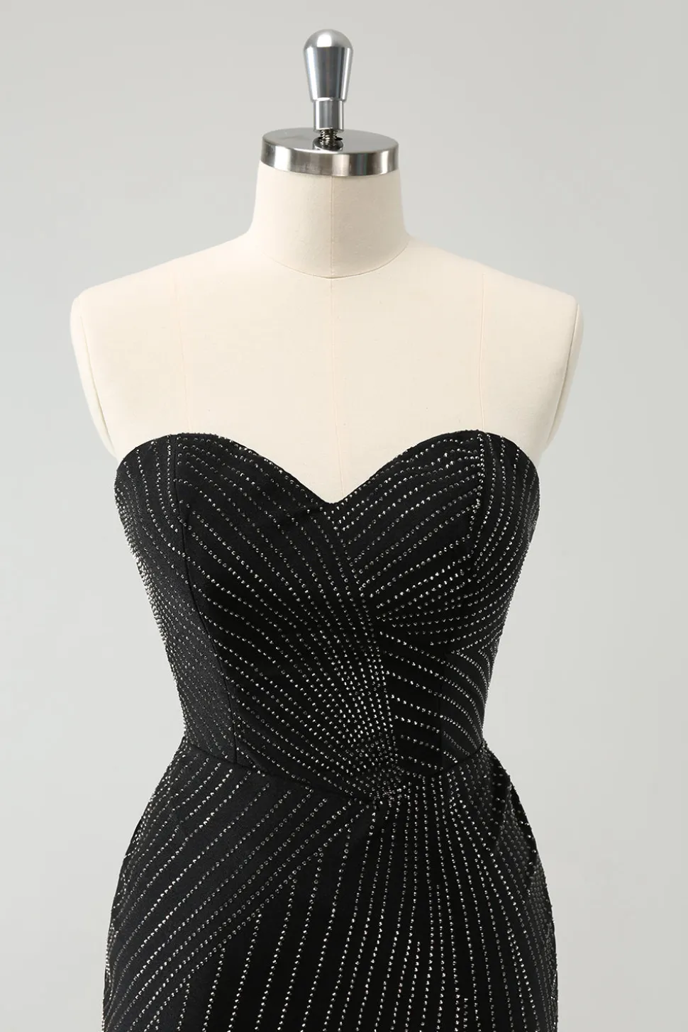 Sparkly Preto Strapless Bodycon Mini Vestido Homecoming