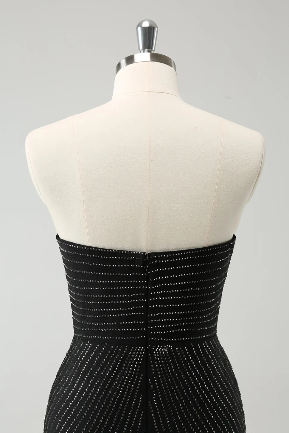 Sparkly Preto Strapless Bodycon Mini Vestido Homecoming