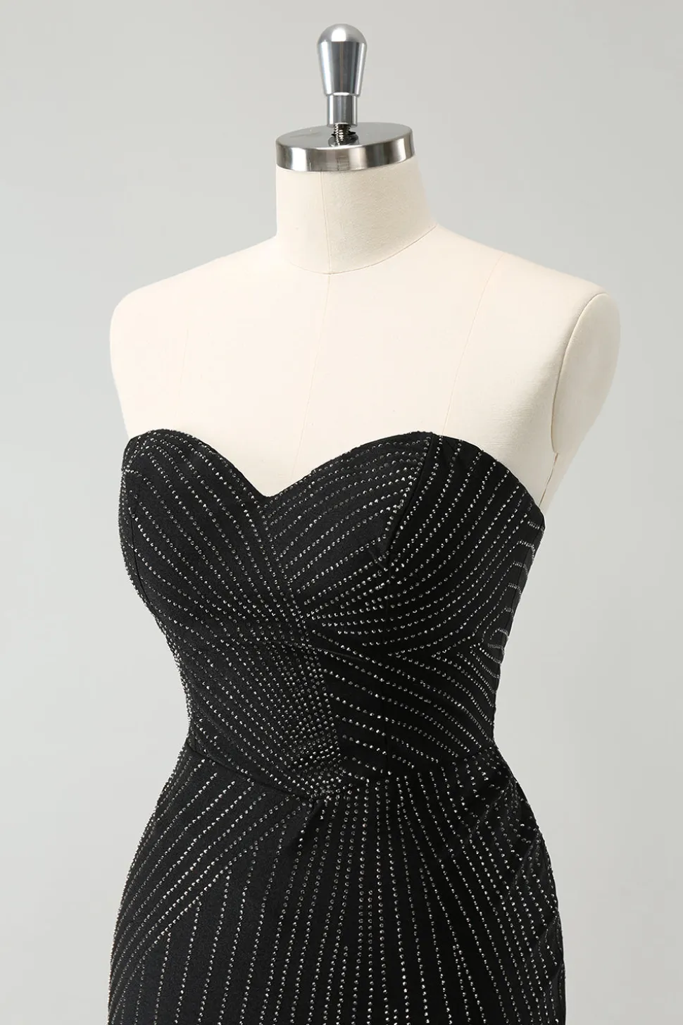 Sparkly Preto Strapless Bodycon Mini Vestido Homecoming