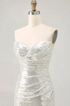 Sparkly Preto Strapless Tight Short Homecoming Dress com lantejoulas