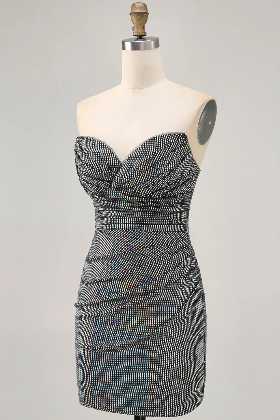 Sparkly Preto Strapless Tight Short Homecoming Dress com lantejoulas