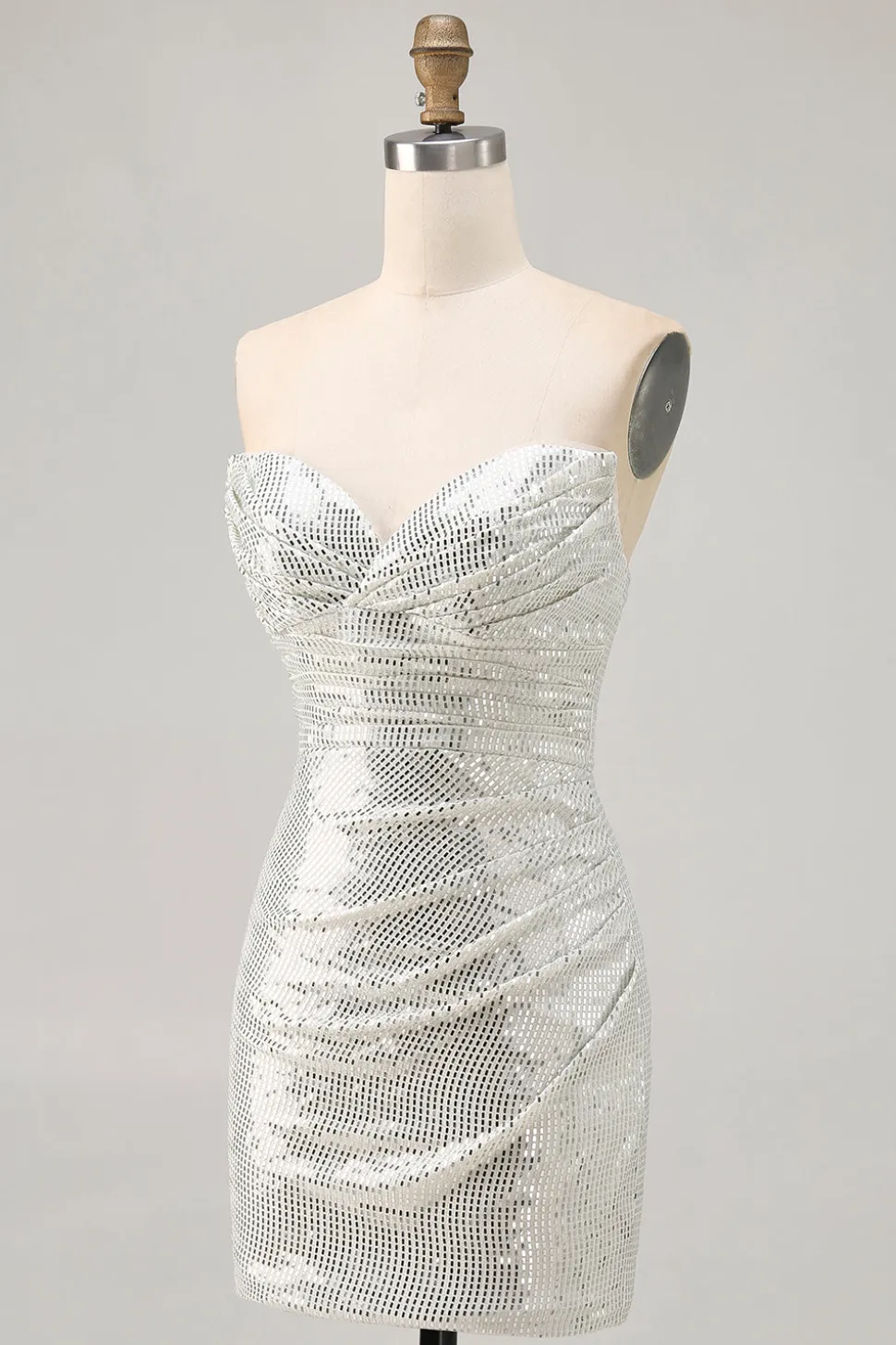 Sparkly Preto Strapless Tight Short Homecoming Dress com lantejoulas